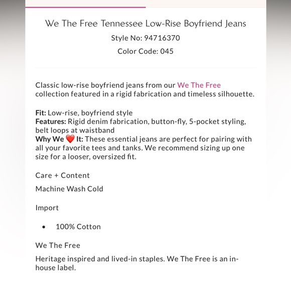 Free People We the Free Tennessee Low Rise Jeans, size 28 - Picture 3 of 9